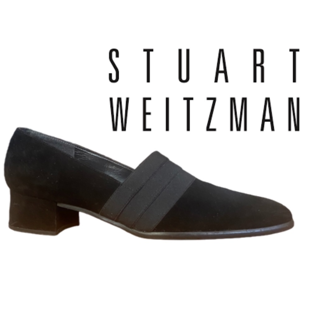 Stuart Weitzman Black Suede Pump 1.5 inch Heel Size 8 Narrow - Like New